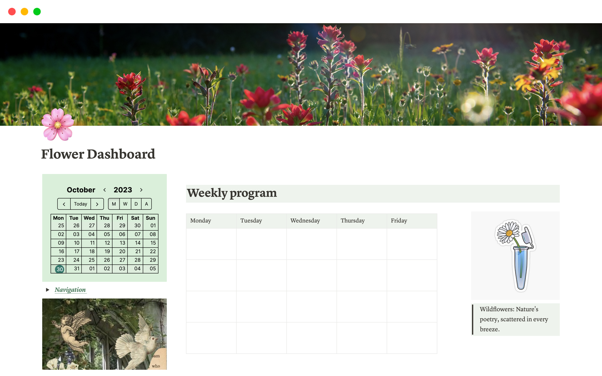 A template preview for Flower Dashboard 