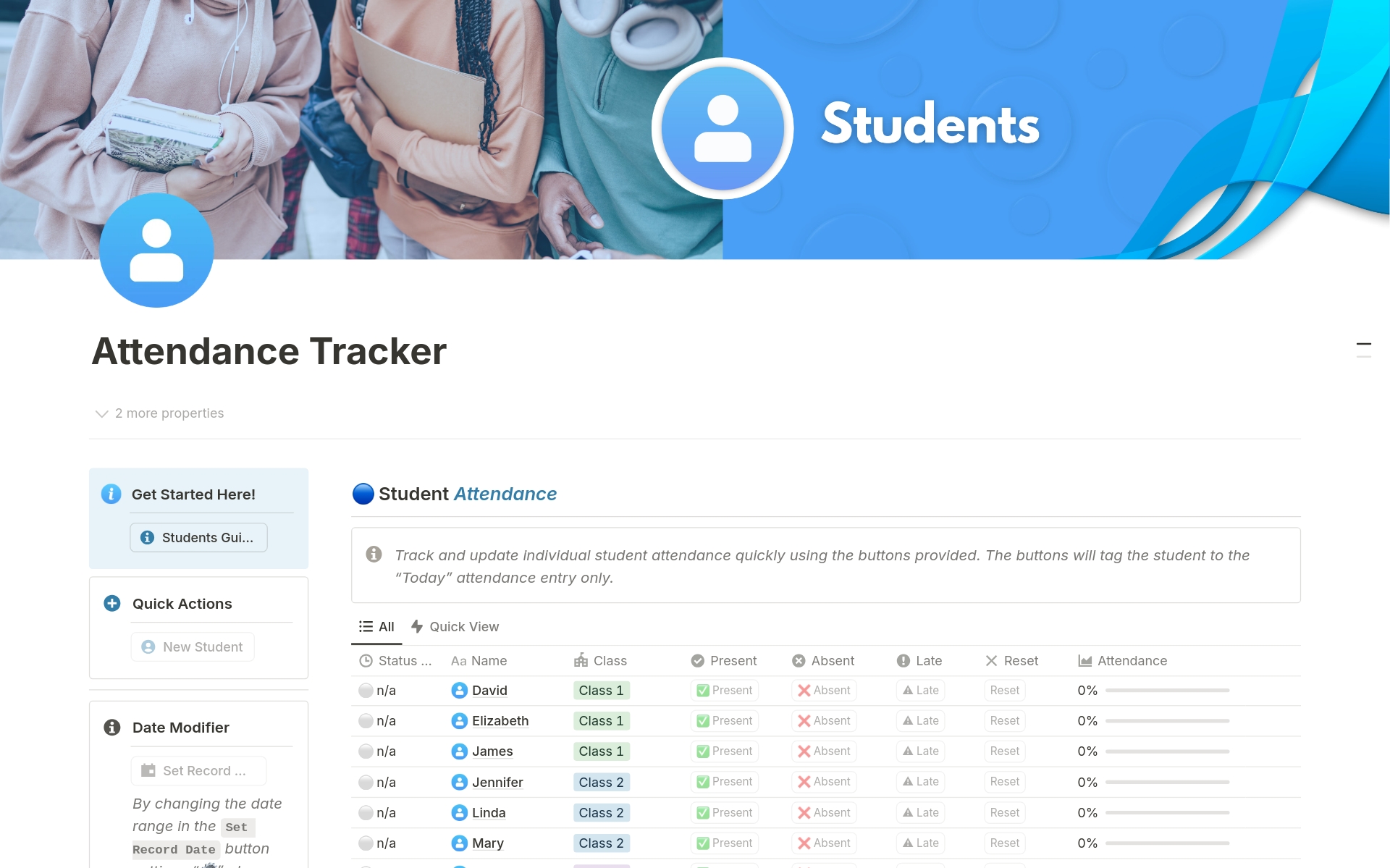 Student Attendance Tracker Template by Milo | Notion4Teachers | Notion ...