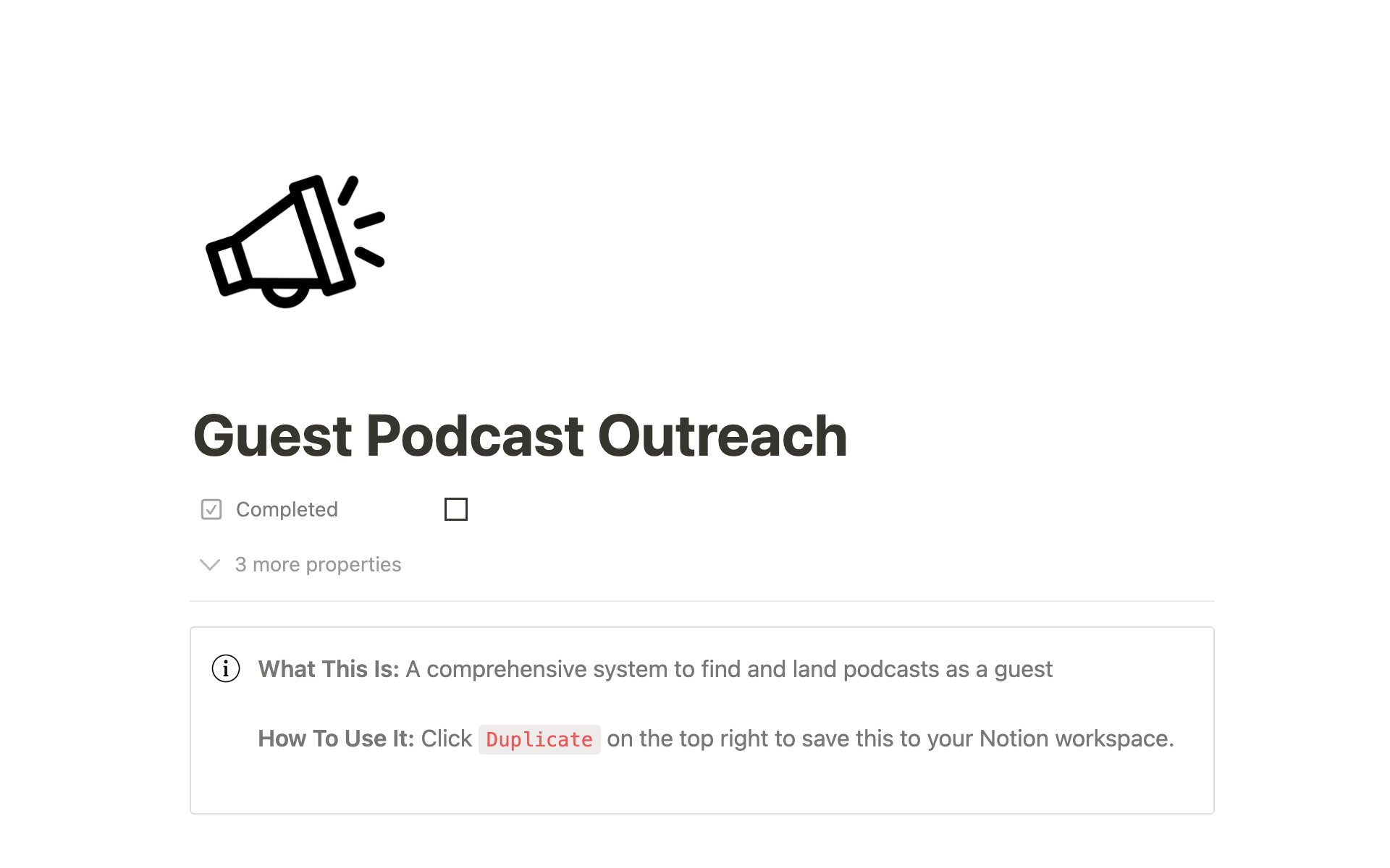 En förhandsgranskning av mallen för Guest Podcast Outreach Toolkit