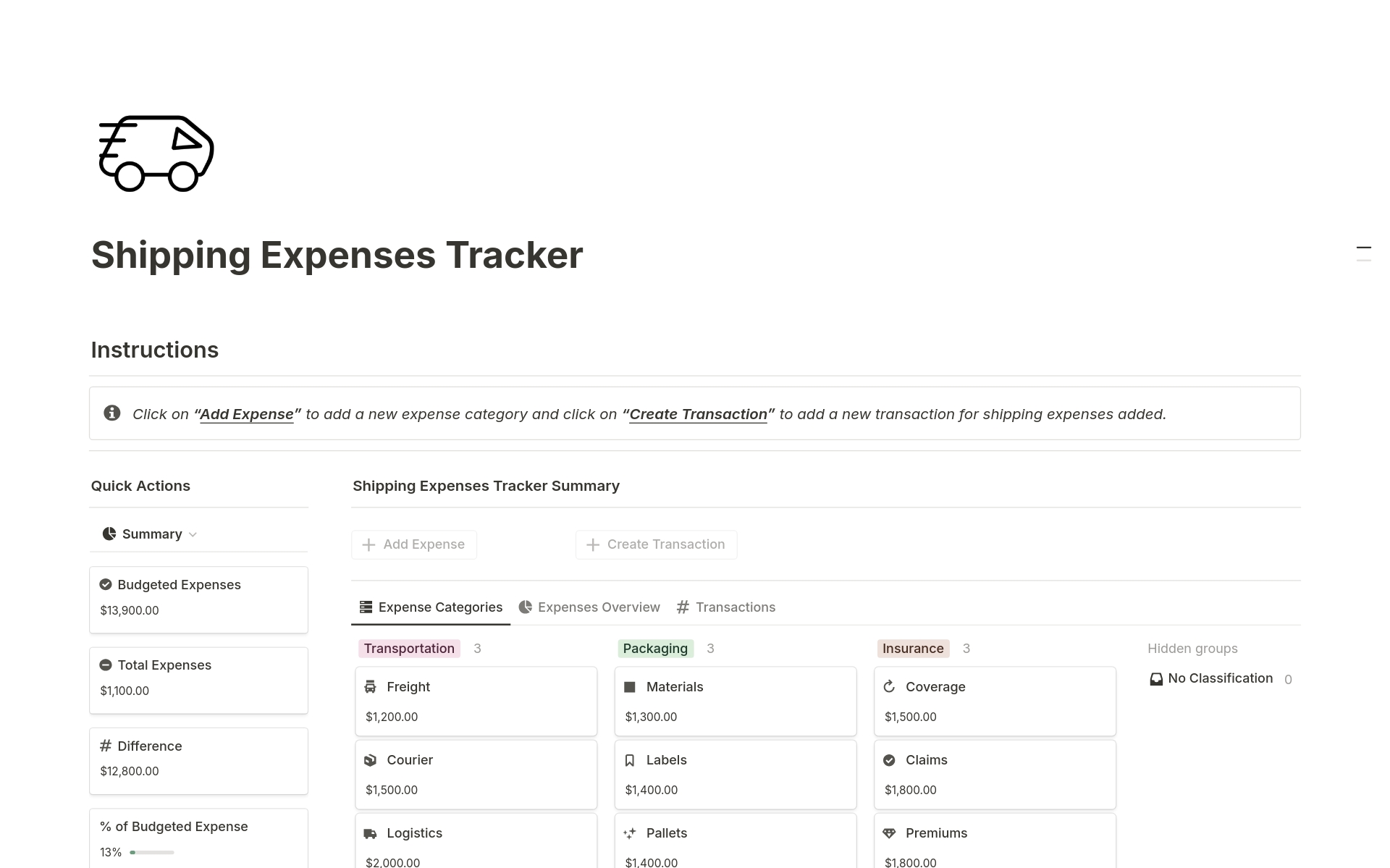 Ideal for those who are looking to manage the shipping expenses of their business, this tracker helps you keep track of legal expenses such as transportation, packaging, insurance expenses and much more.
