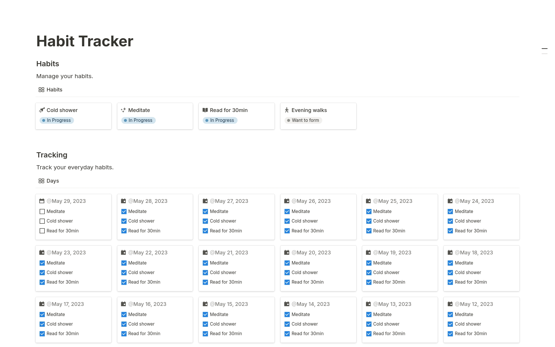 A template preview for Notion Habit Tracker