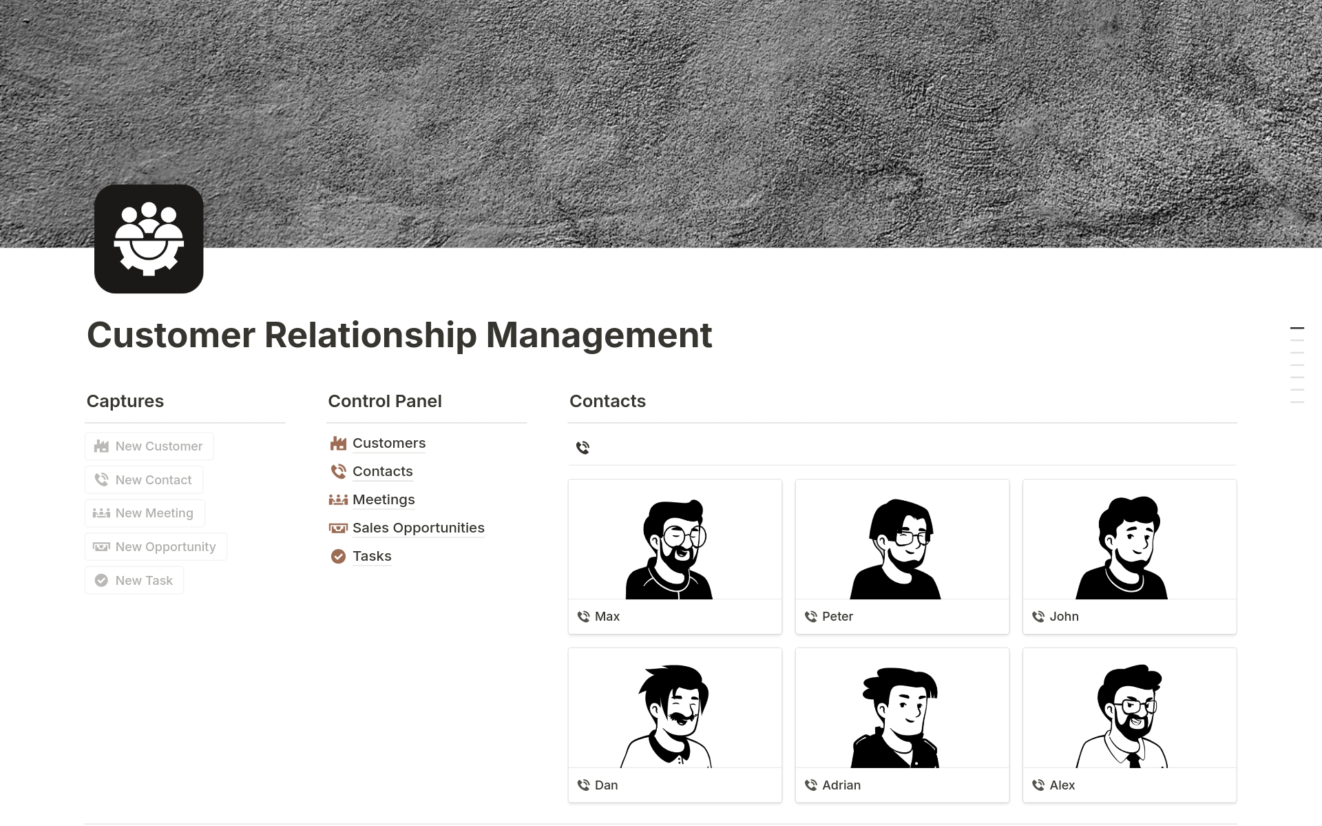 A template preview for Customer Relationship Management 