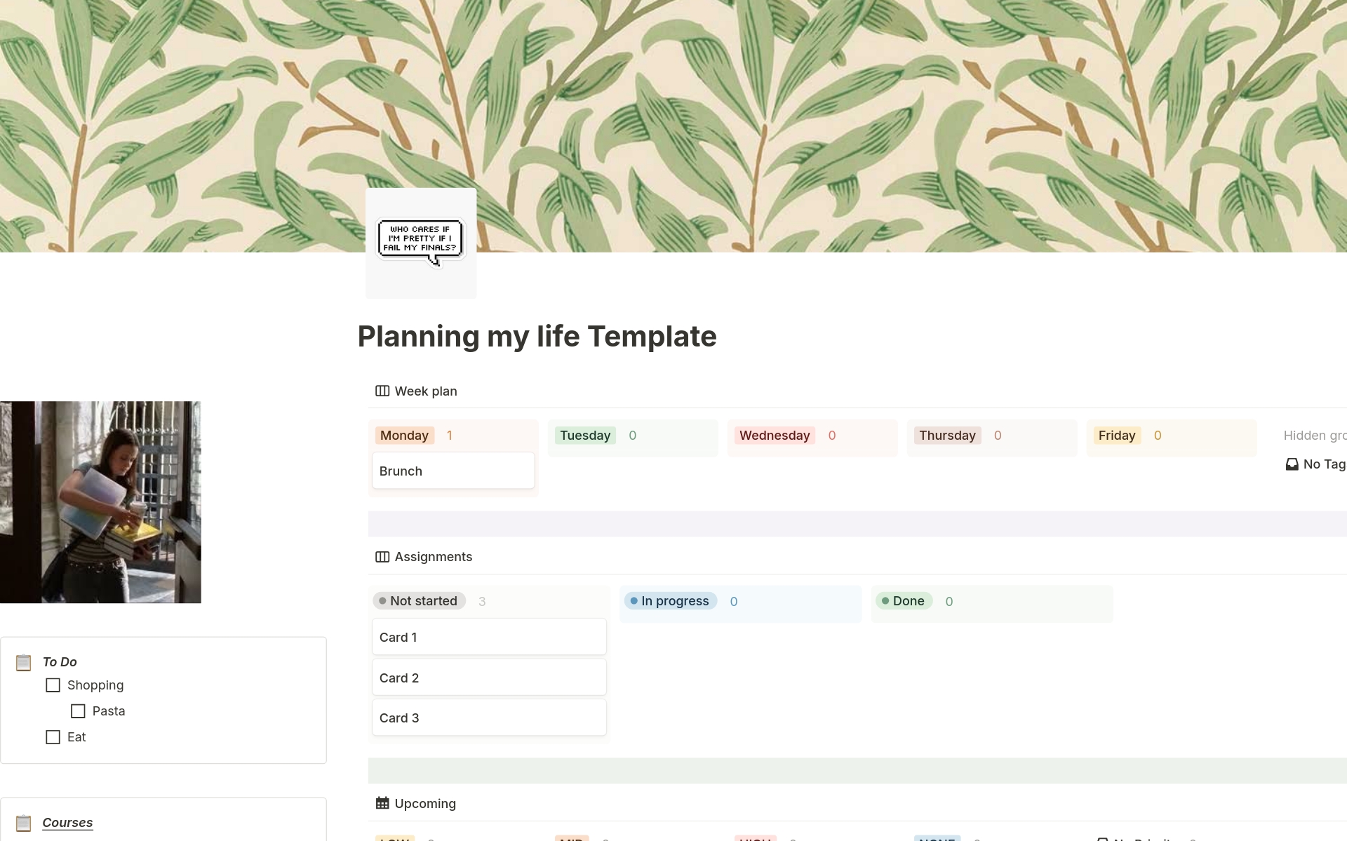 An aesthetic planner for students to organise university or academic life, inspired by Rory Gilmore