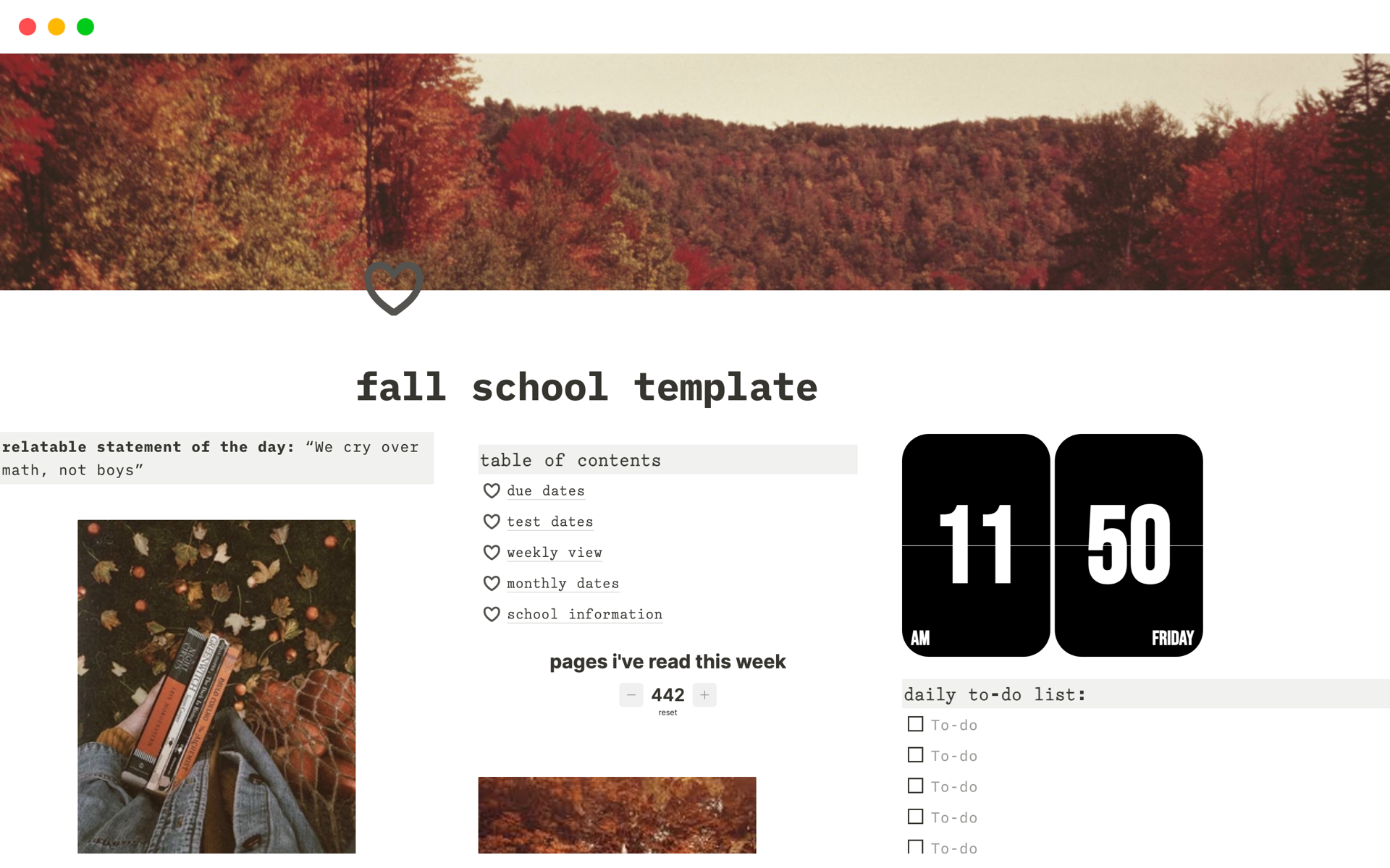 Vista previa de plantilla para fall school template