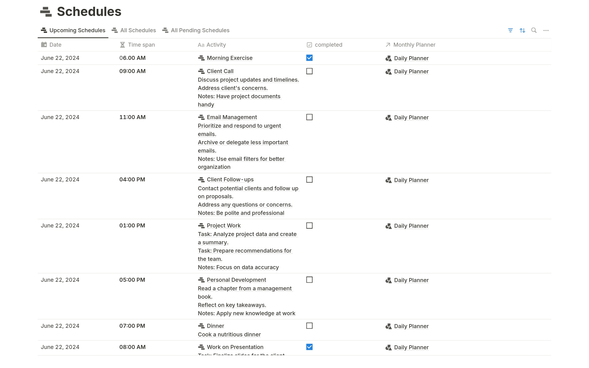 Plan your days by schedules, notes & To-dos