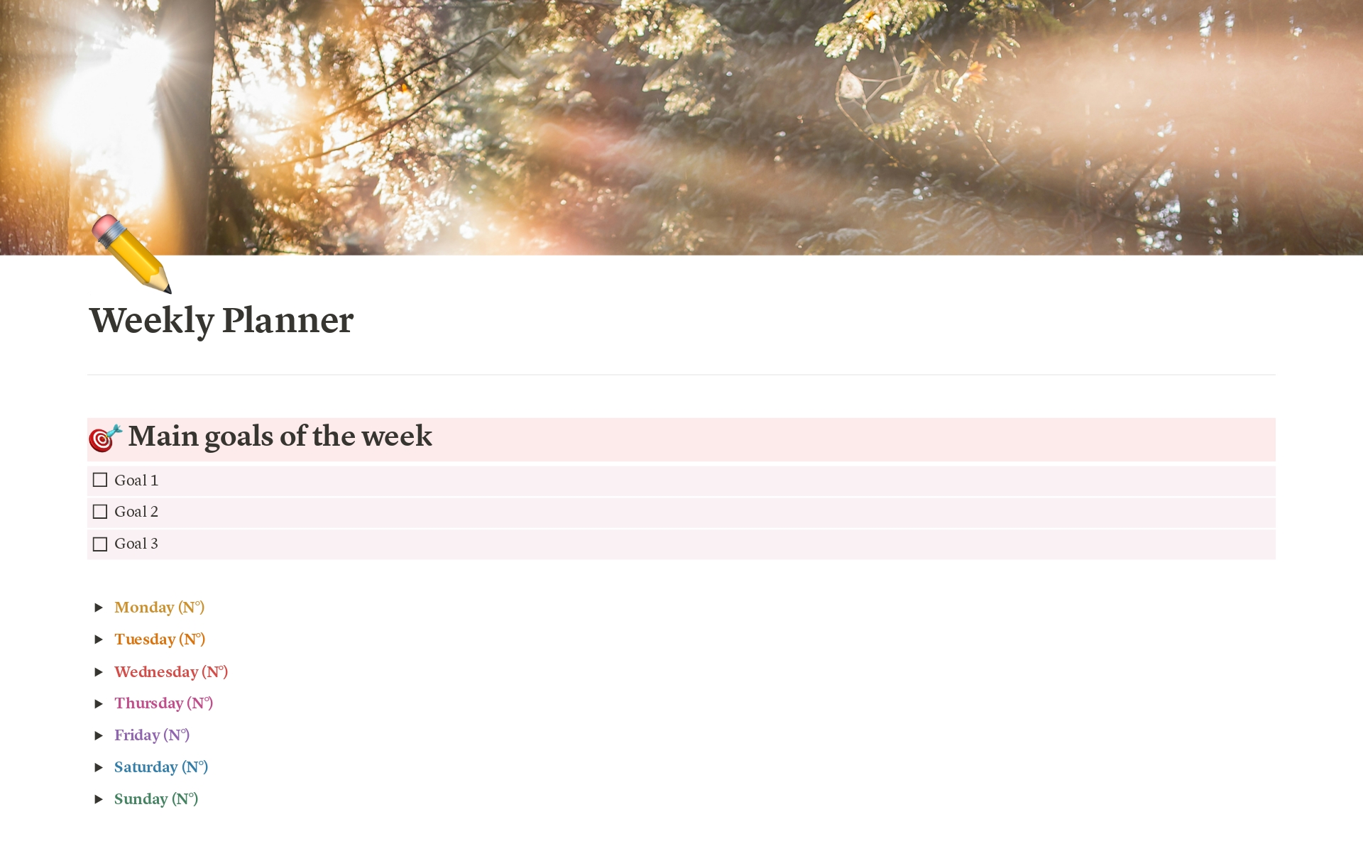 A template preview for Weekly Planner for Your Tasks