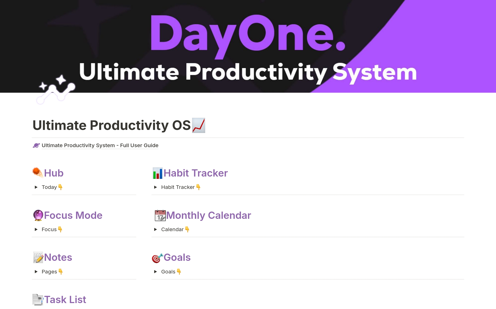 A template preview for Ultimate Productivity System