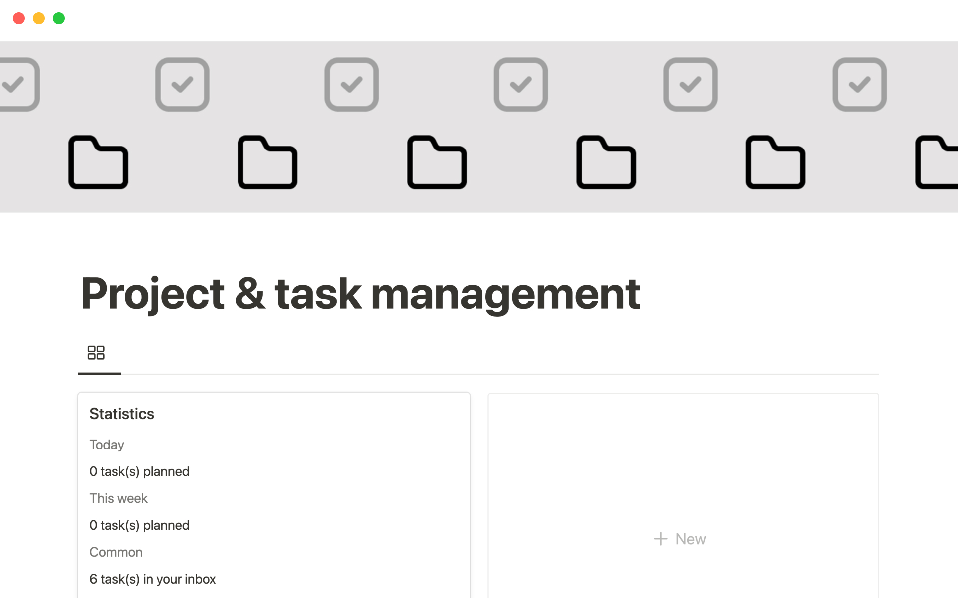 En forhåndsvisning av mal for Project & task management