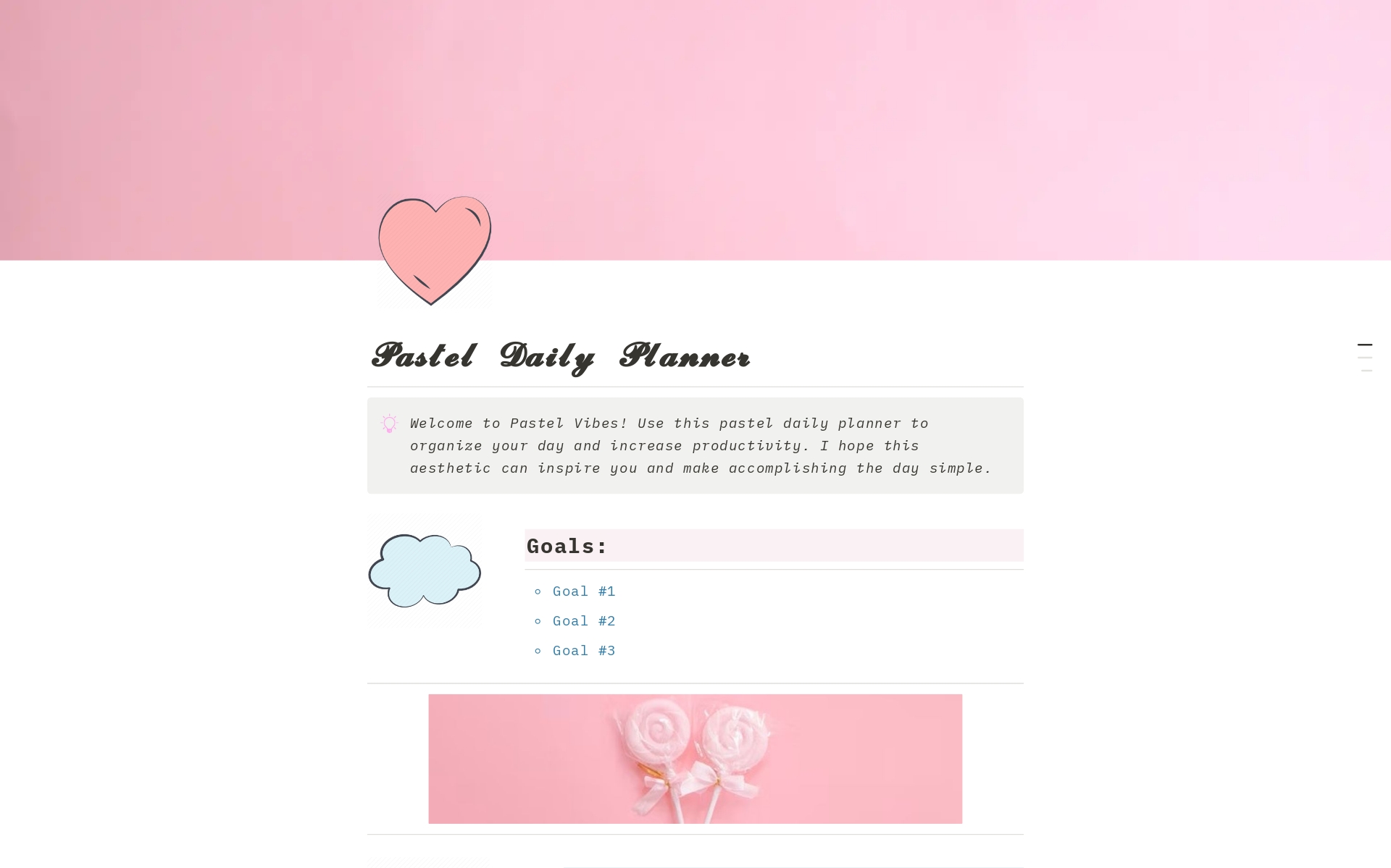A template preview for Pastel Daily Planner