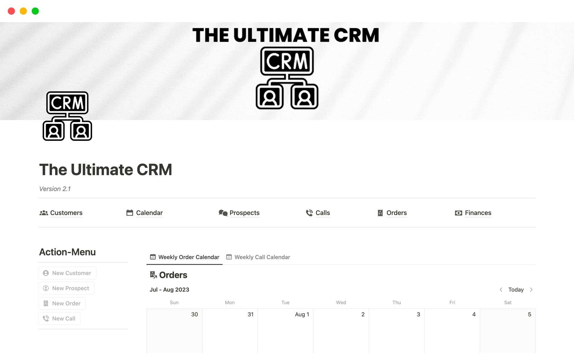 Vista previa de una plantilla para The Ultimate CRM