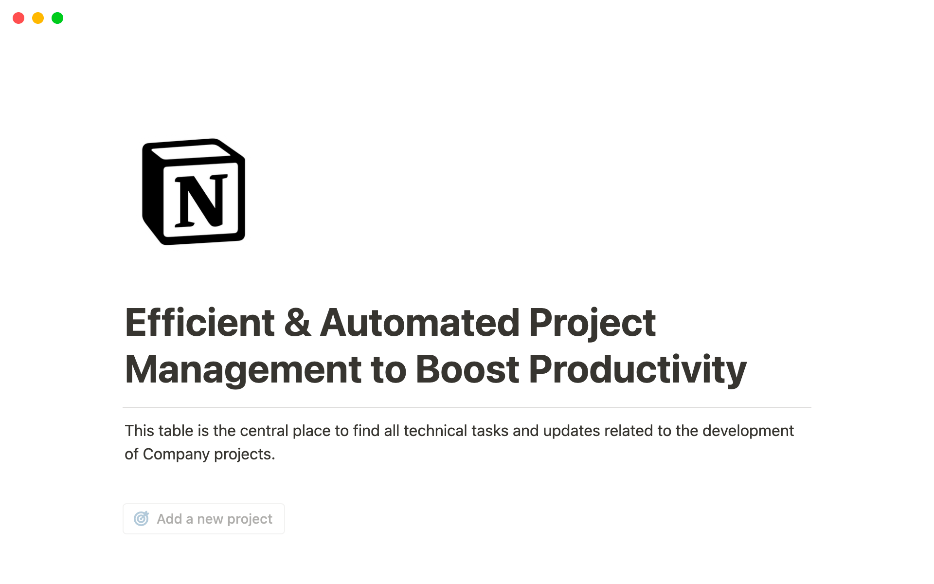 Efficient & Automated Project Management to Boost Productivityのテンプレートのプレビュー