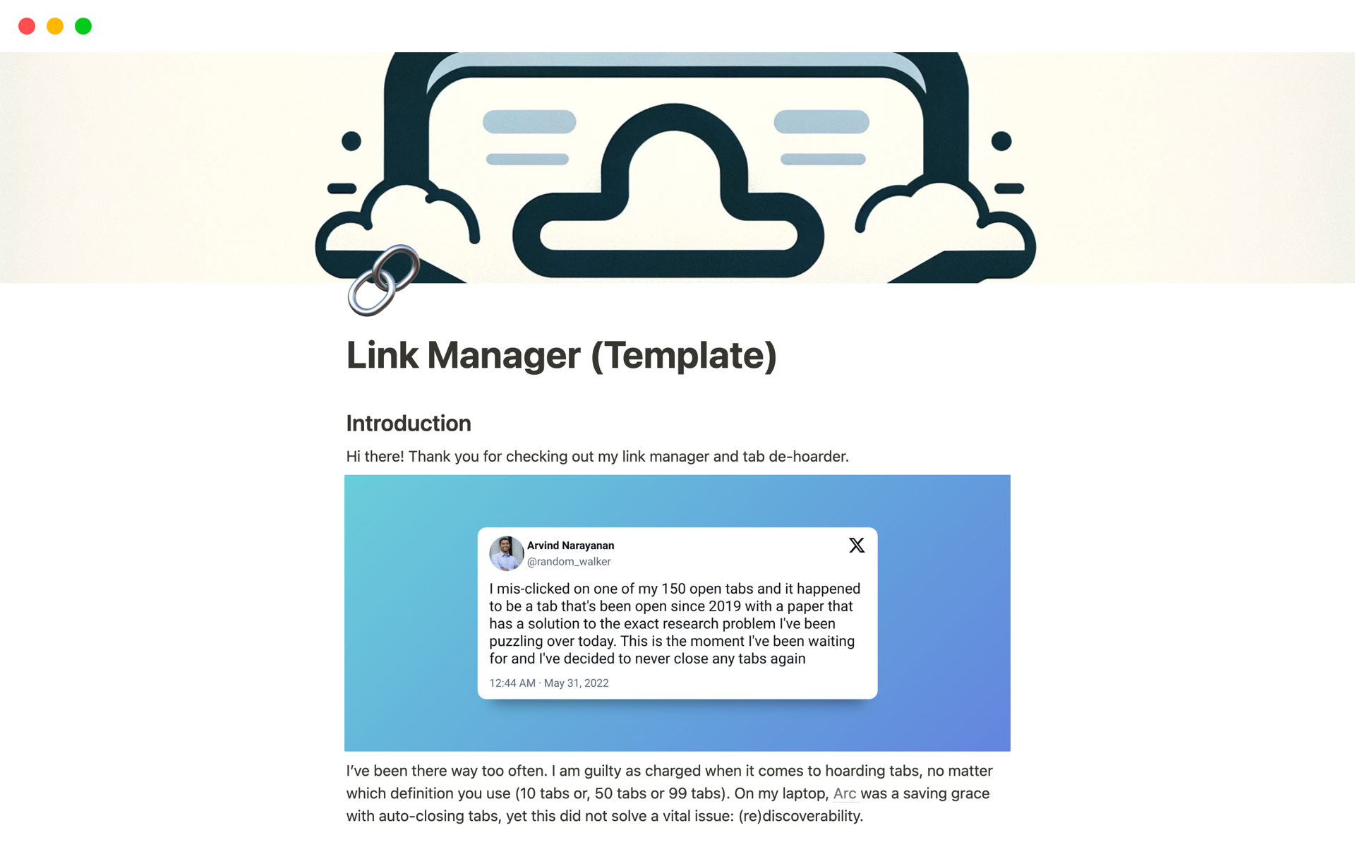 A template preview for Link Manager & Knowledgebase
