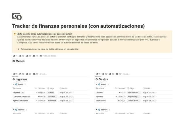 Registro de finanzas personales (con automatizaciones)