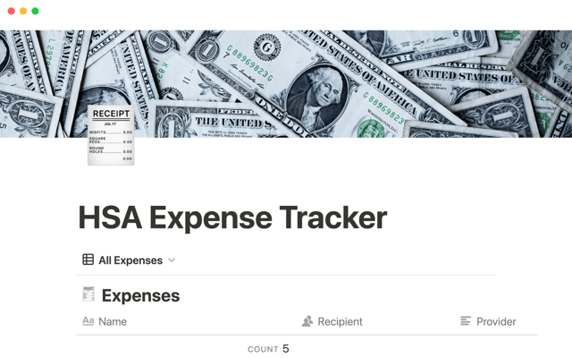 HSA expense tracker