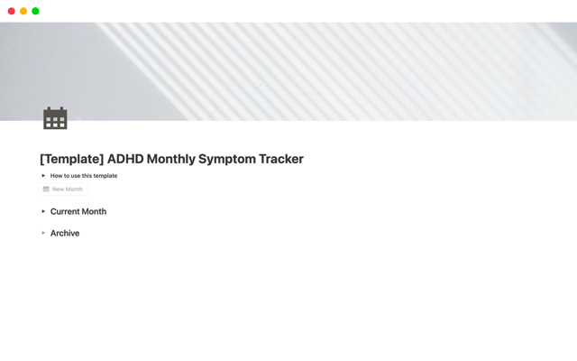 ADHD Monthly Symptom Tracker | Symptom Chart