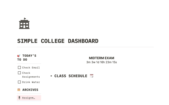 Simple College Dashboard