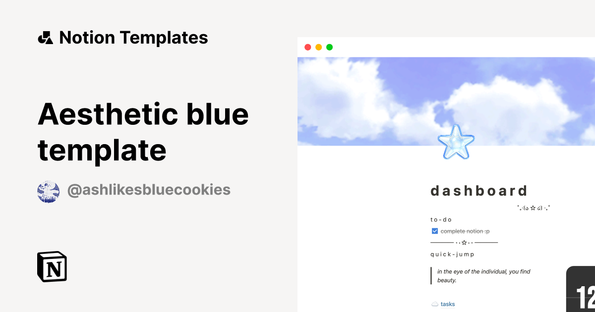 Aesthetic blue template | Notion Template