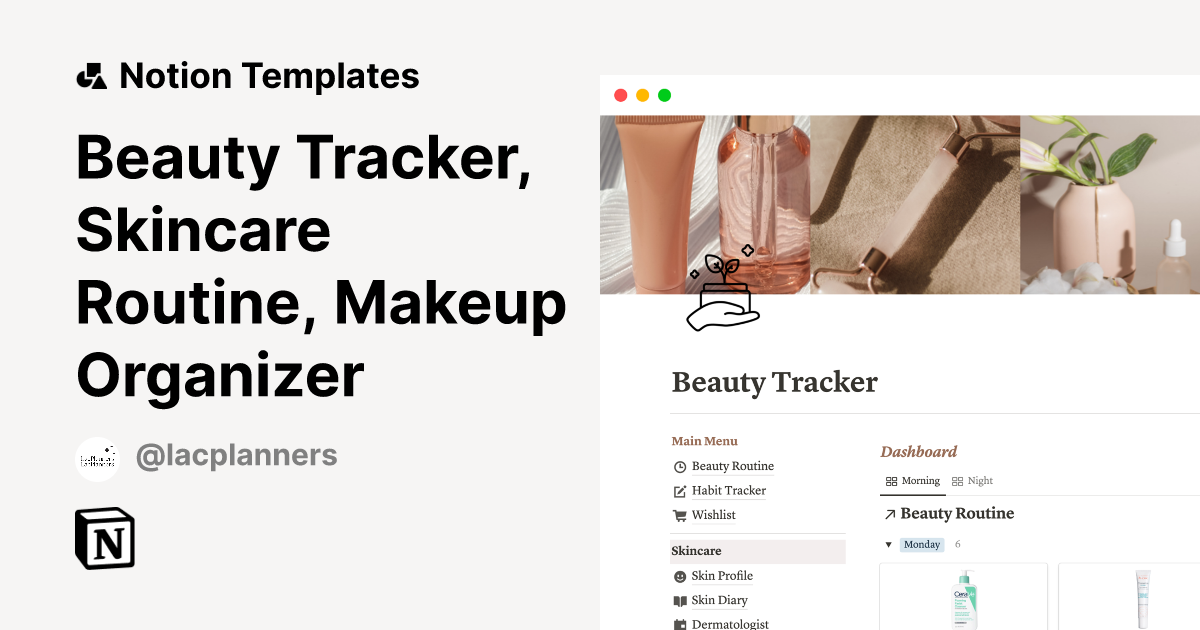 Beauty Tracker, Skincare Routine, Makeup Organizer