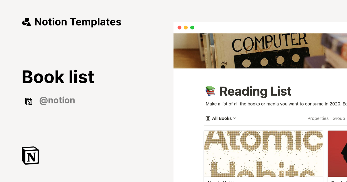 Best Books Templates from Notion