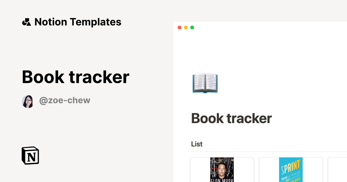 Book tracker Notion Template