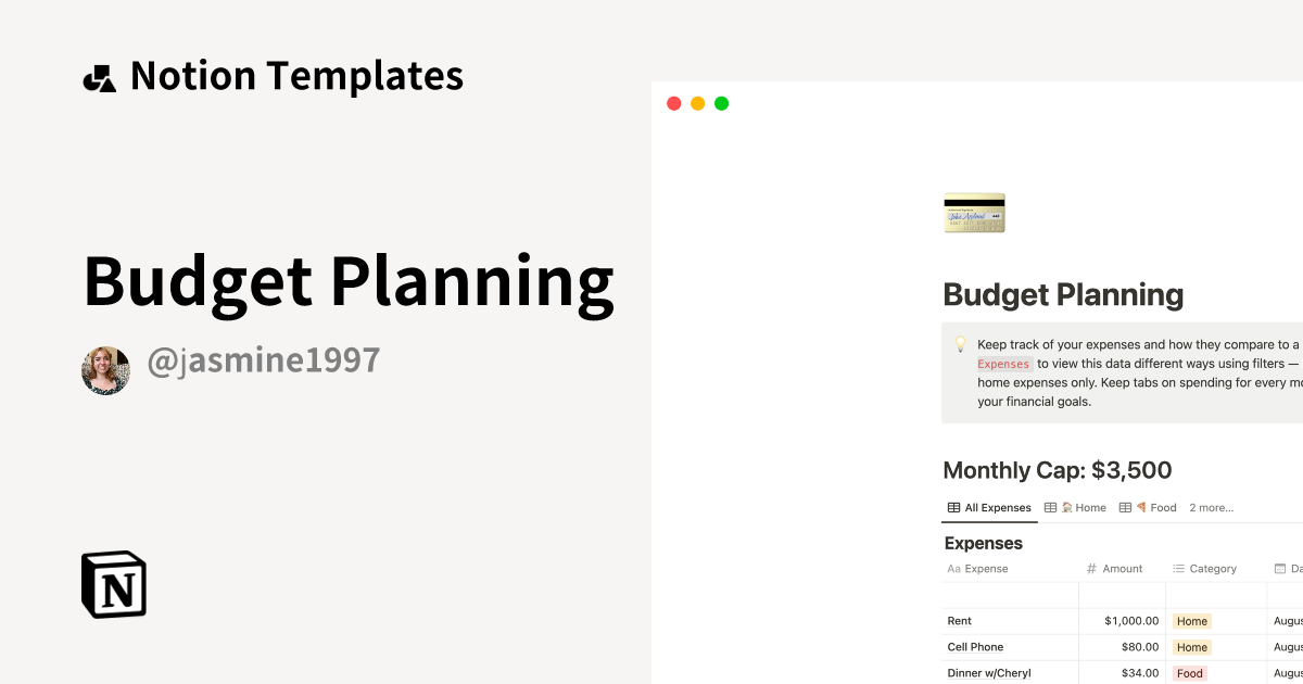 Budget planning  Notion Template