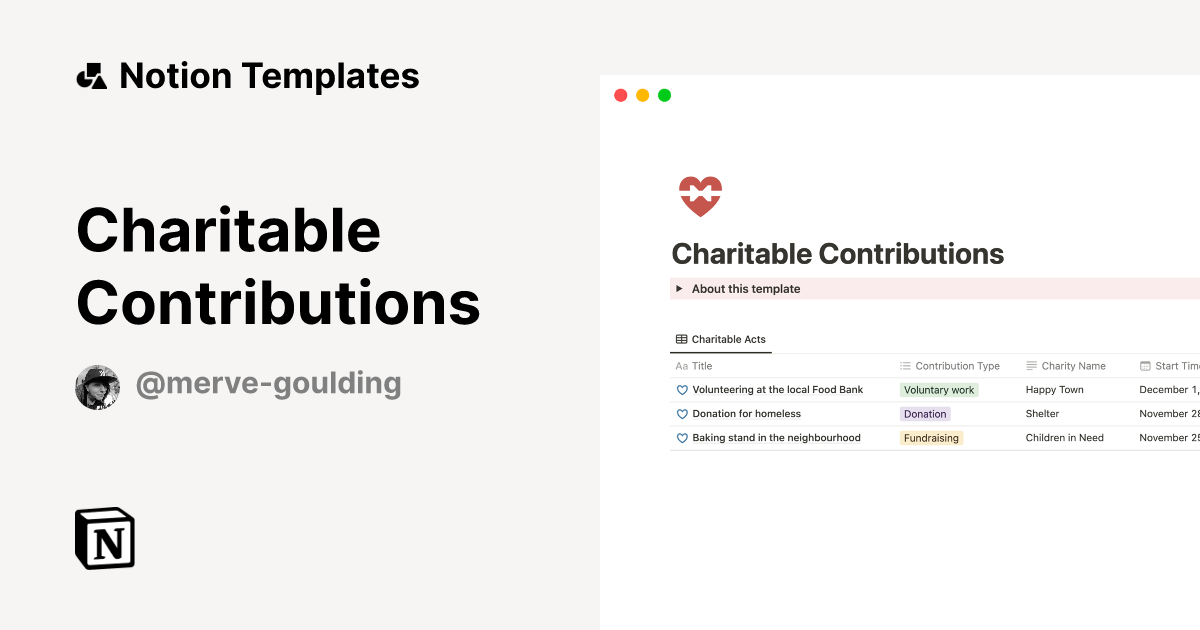 Charitable Contributions Notion Template