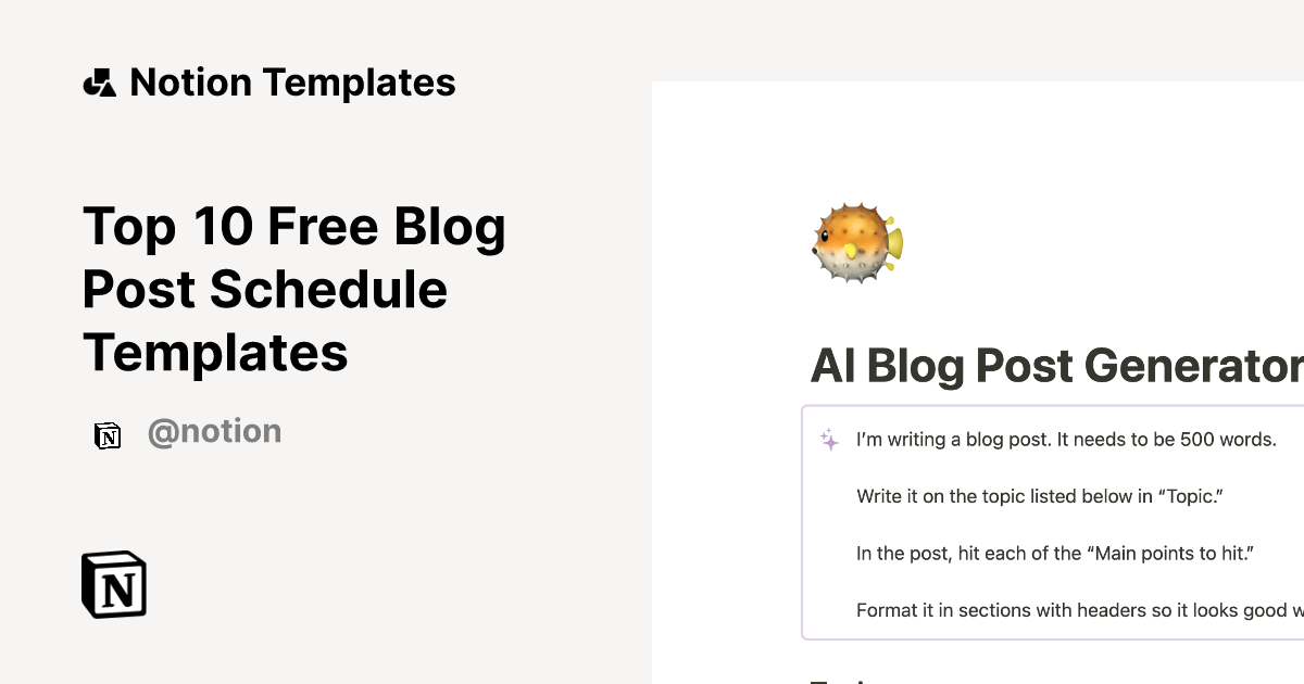Top 10 Free Blog Post Schedule Templates in Notion Notion Template