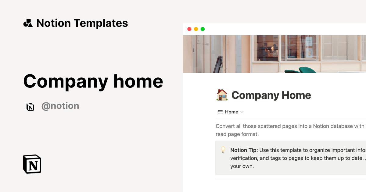 Company home Notion Template