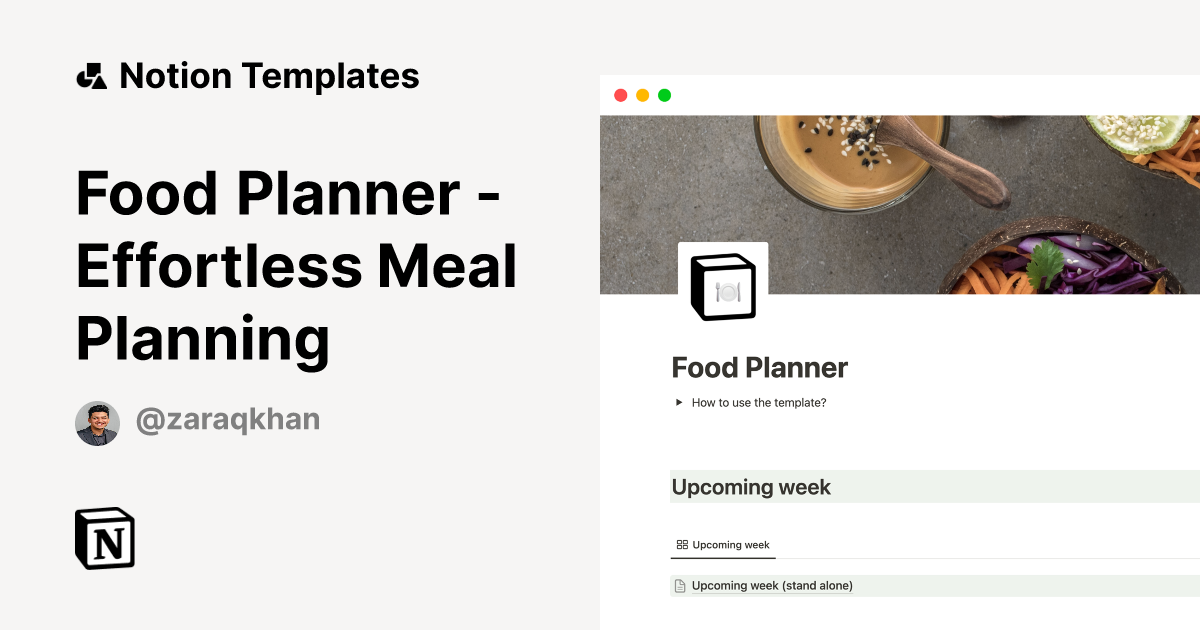 Food Planner - Effortless Meal Planning | Notion Template