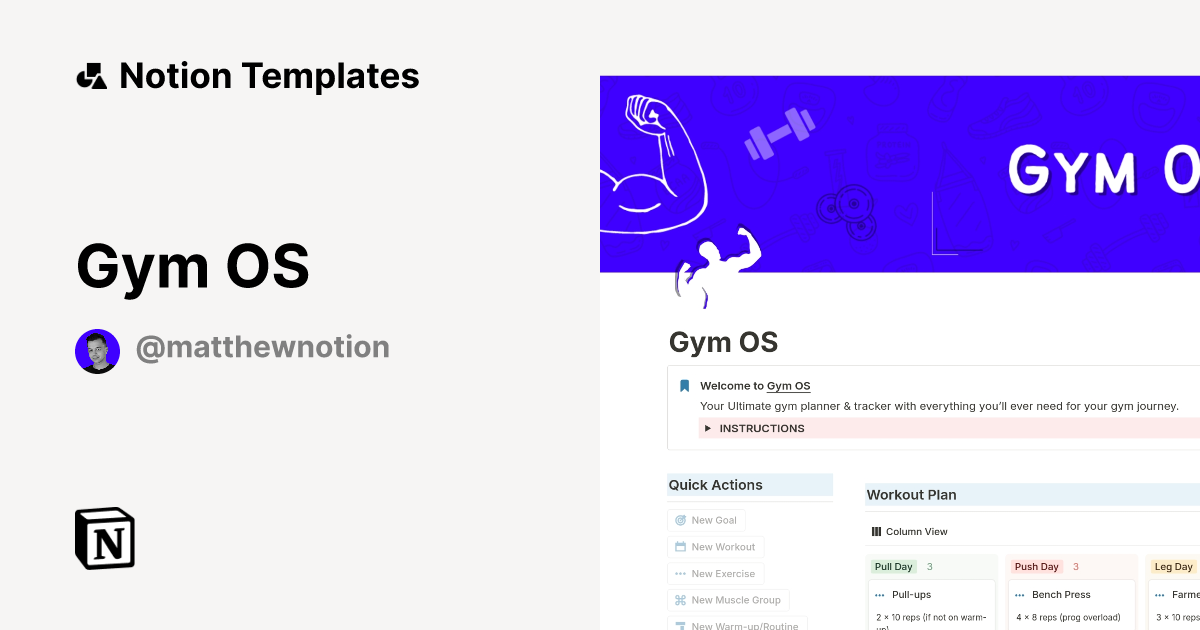 Fitness Manager  Notion Template