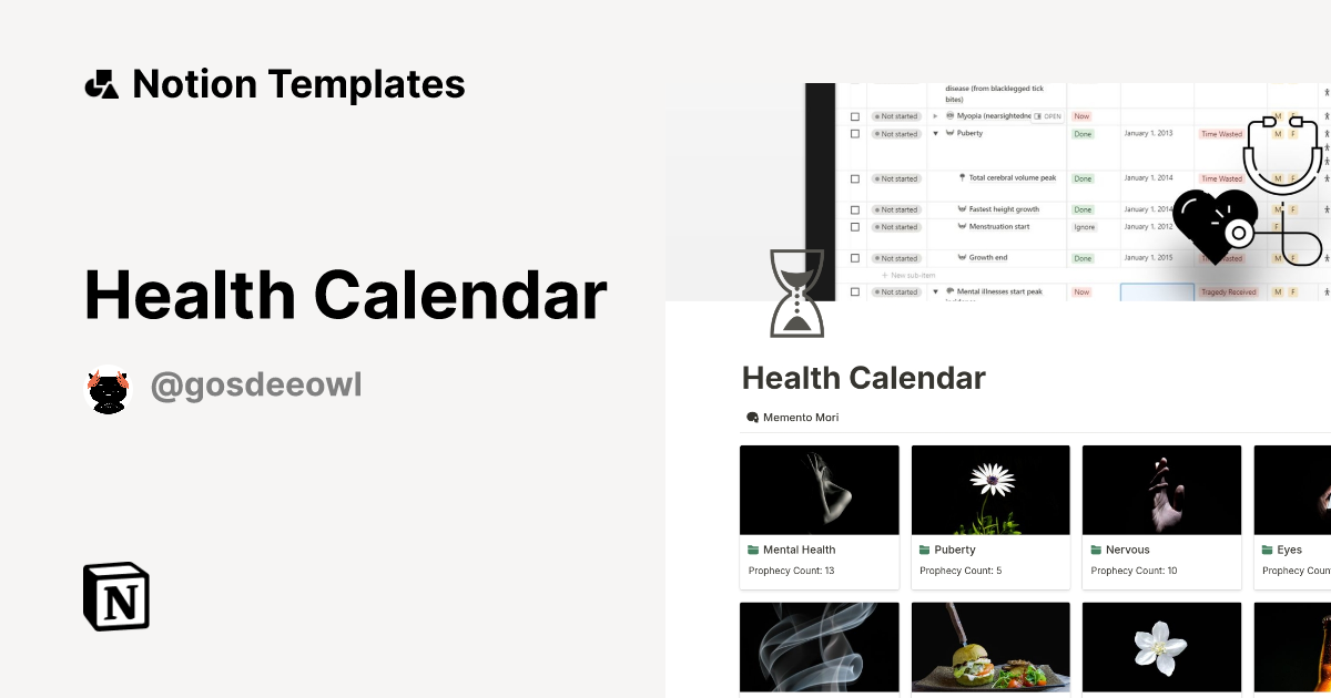 Health Calendar Notion Template