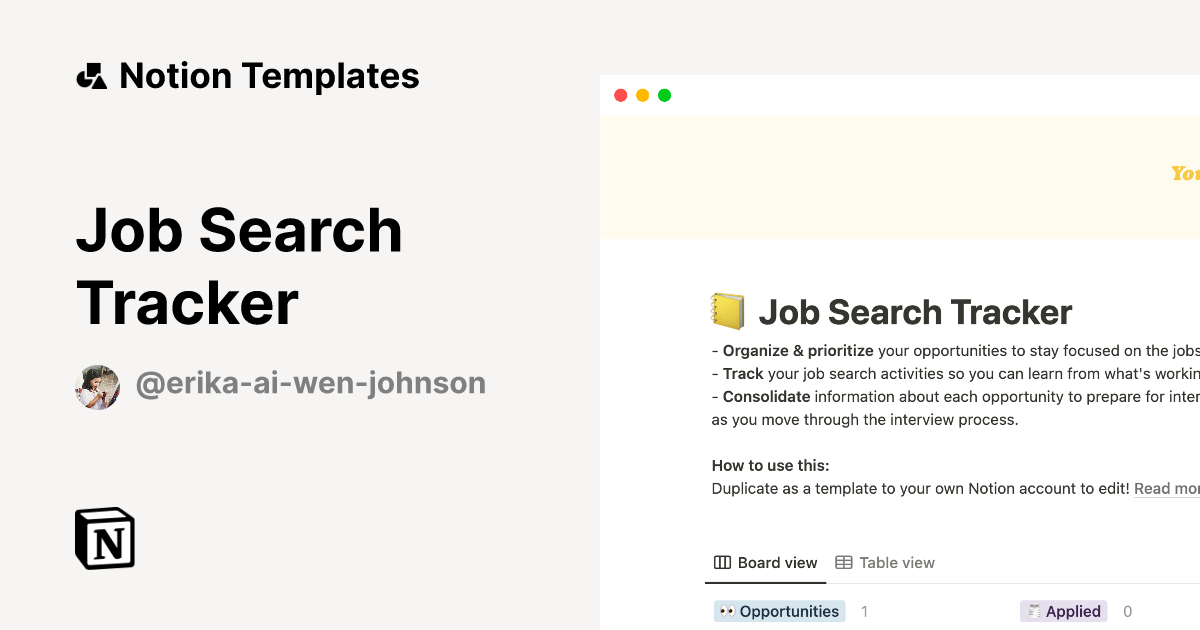 Job Search Tracker Notion Template