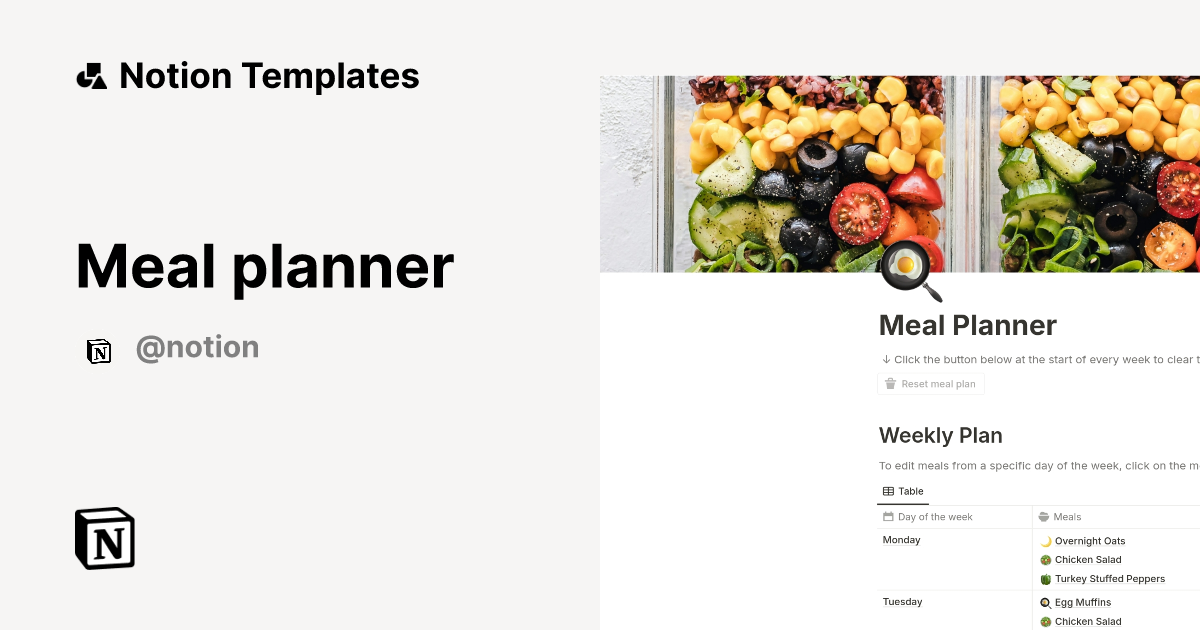 Meal planner Notion Template