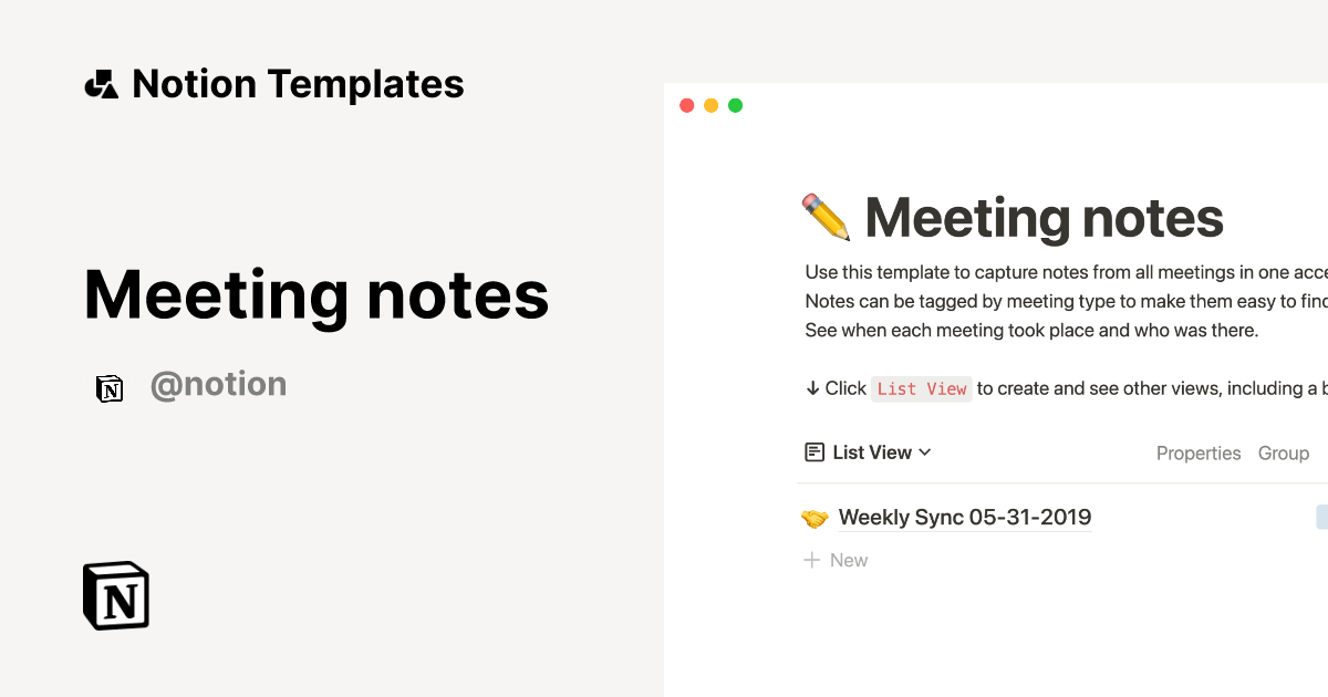 Meeting notes  Notion Template
