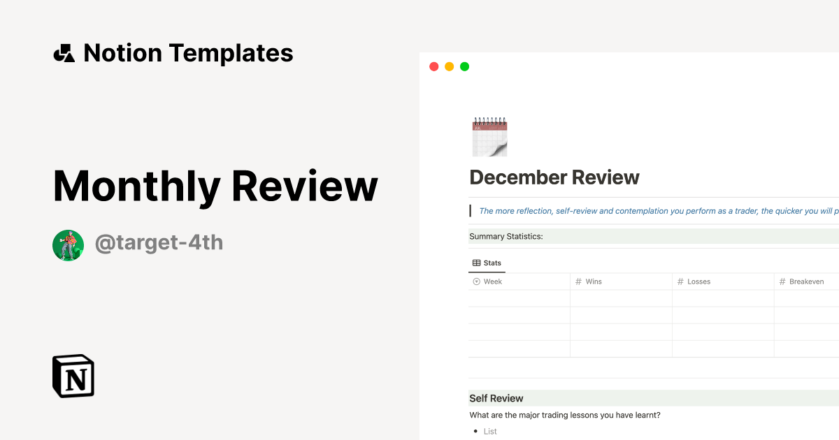 Monthly Review Notion Template