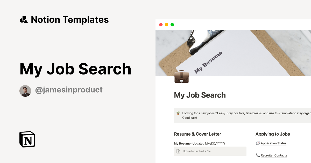 My Job Search Notion Template