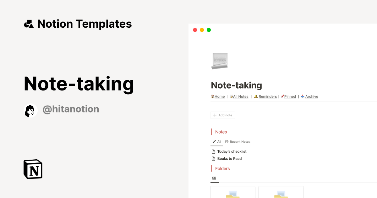 Note taking Notion Template