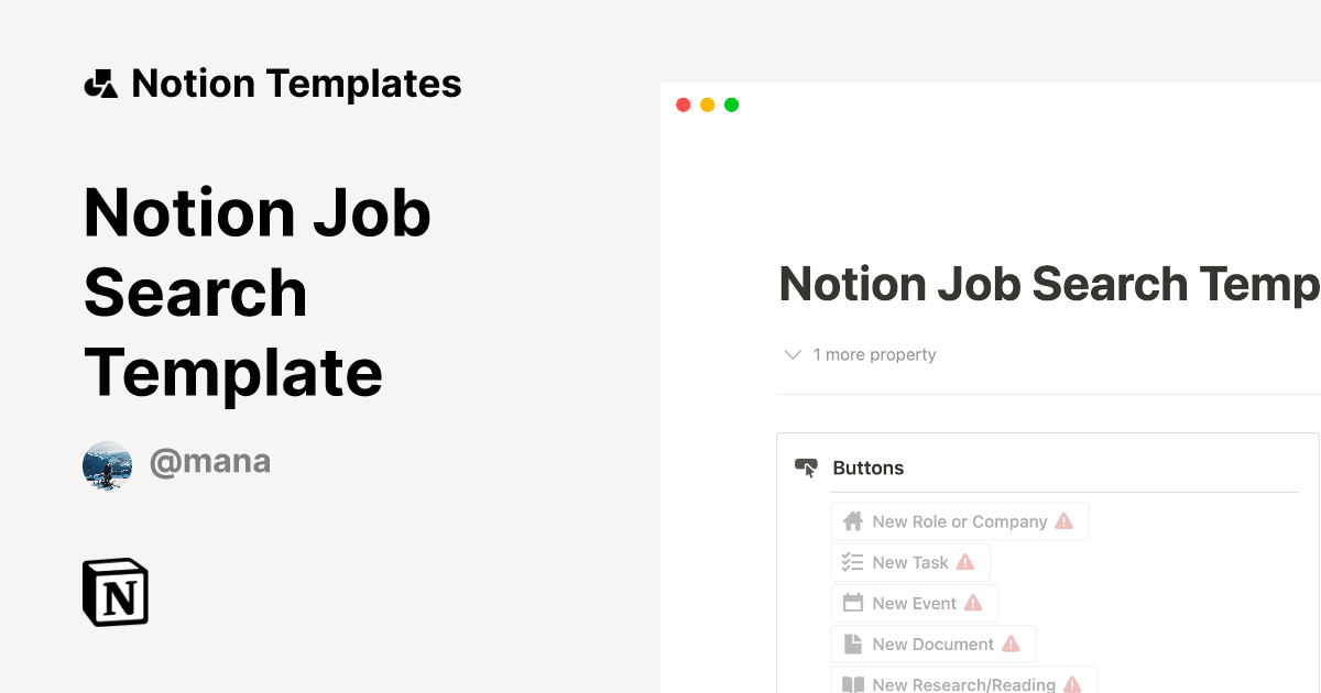 Notion Job Search Template Notion Template