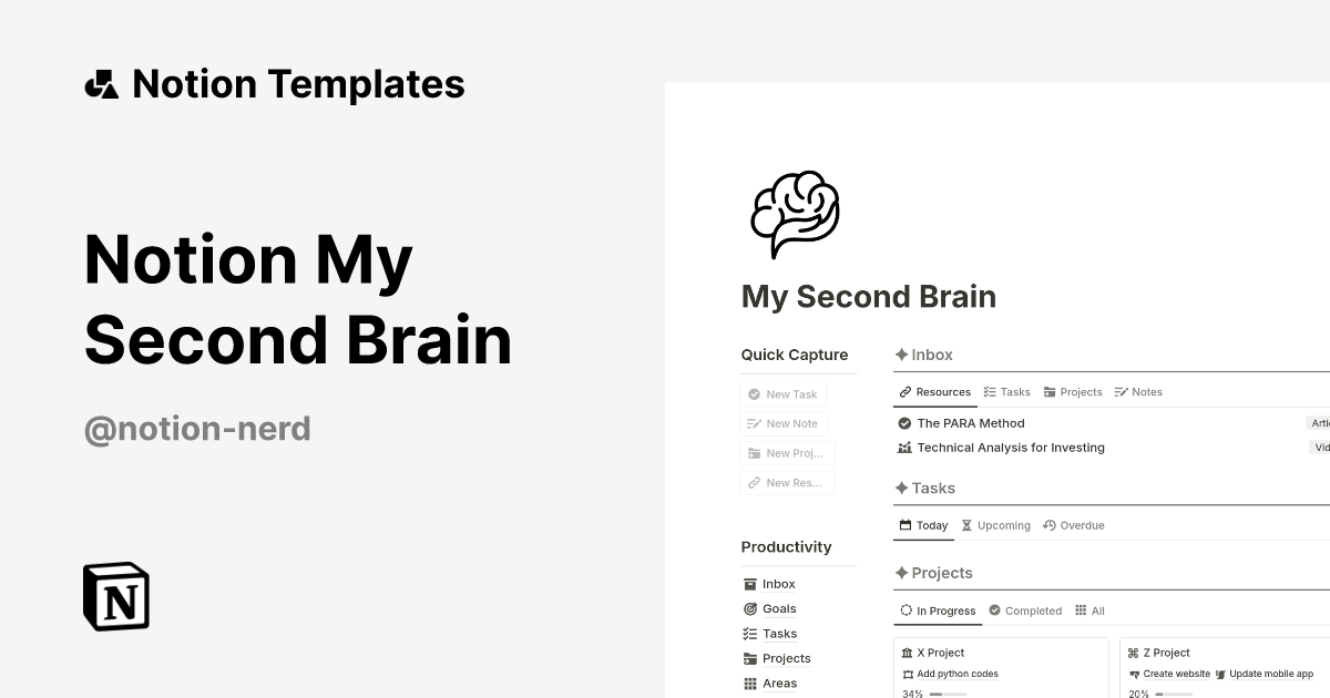 Notion My Second Brain Notion Template