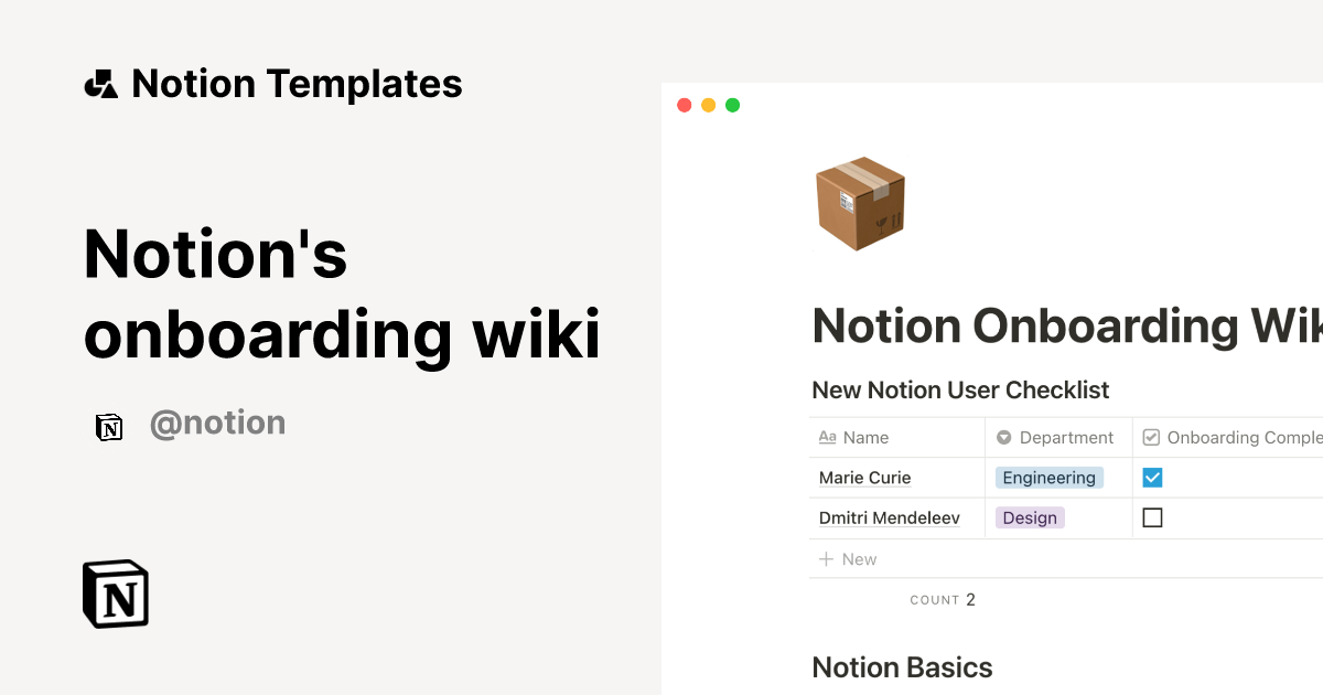 Notion s onboarding wiki 2024 Notion Template