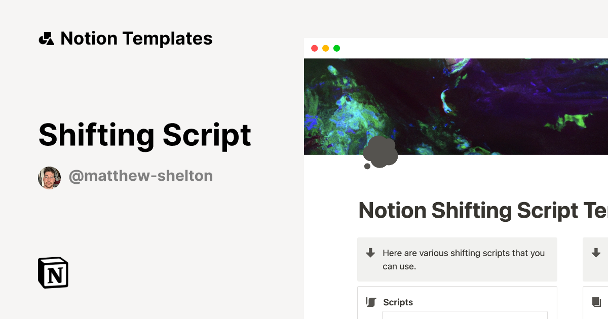 Shifting Script Notion Template