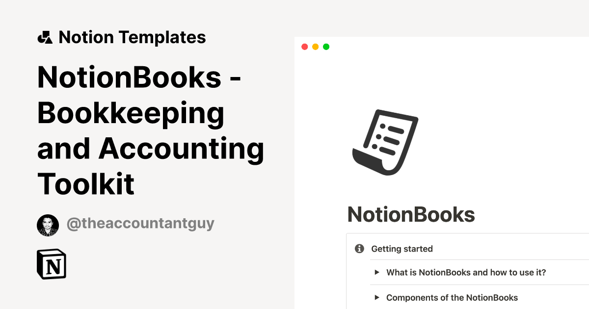 NotionBooks Bookkeeping and Accounting Toolkit Notion Template