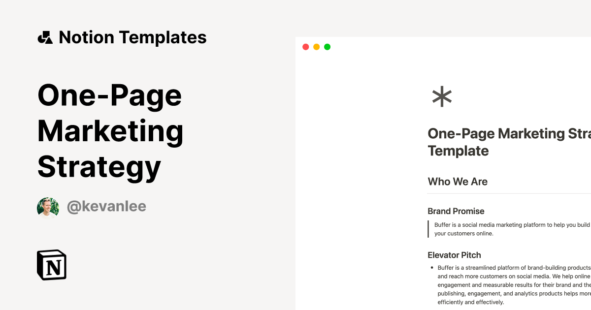 OnePage Marketing Strategy Notion Template