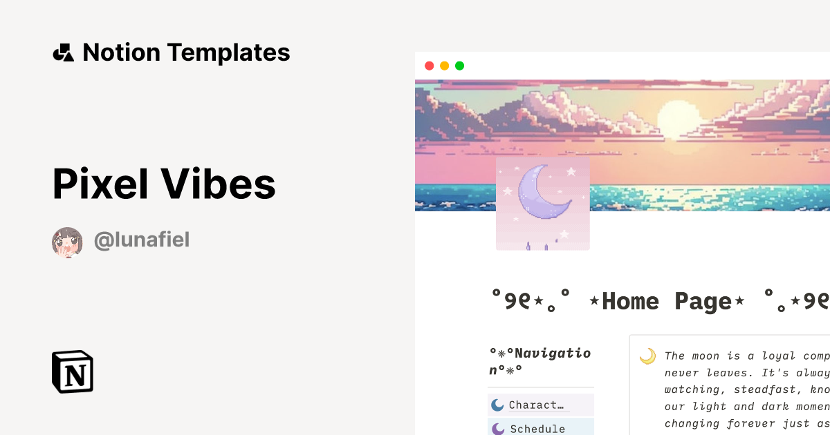 Pixel Vibes | Notion Template