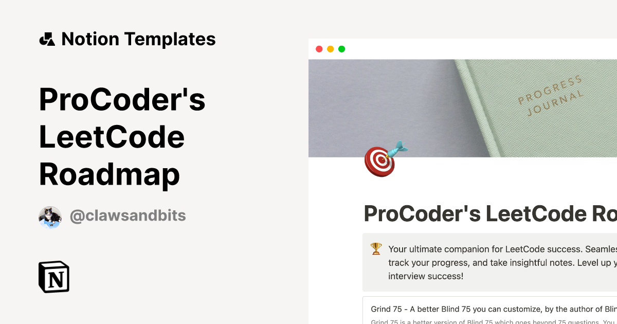 ProCoder's LeetCode Roadmap Notion Template