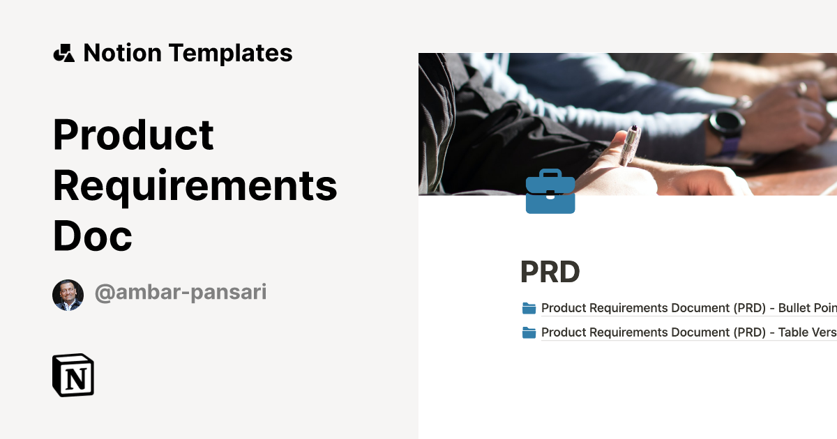 Product Requirements Doc Notion Template