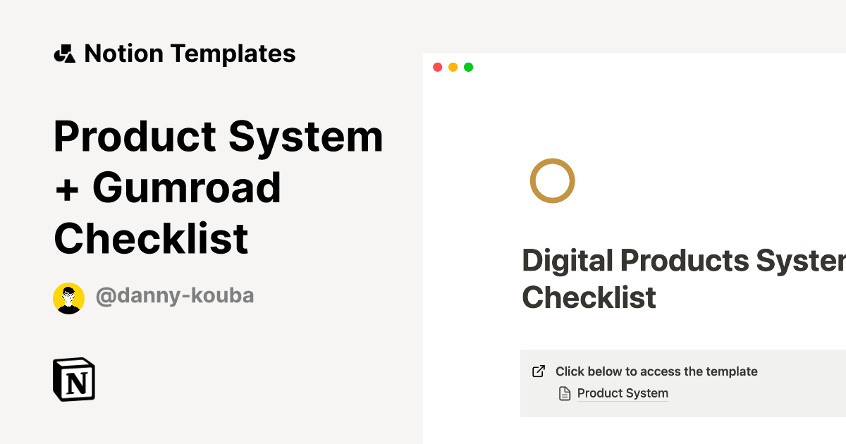 Product System   Gumroad Checklist Notion Template