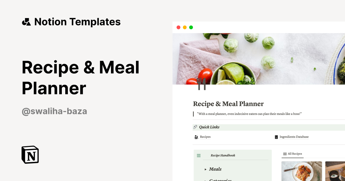 Recipe & Meal Planner | Notion Template