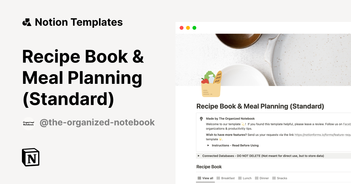 Recipe Book & Meal Planning (Standard) | Notion Template