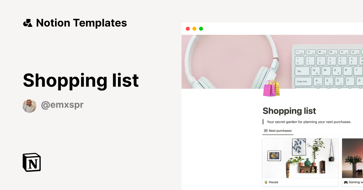 Shopping list Notion Template